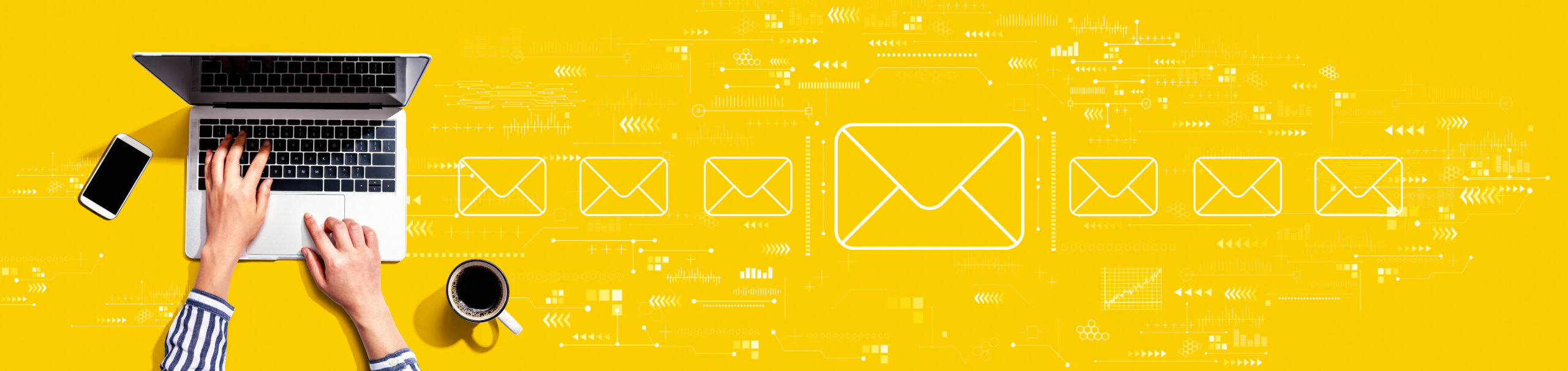 Email concept with person using laptop